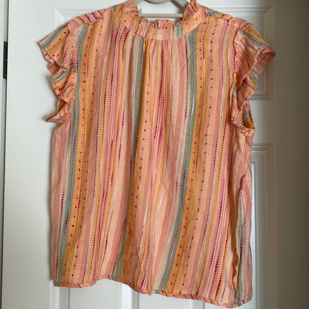 Pink flutter sleeve blouse